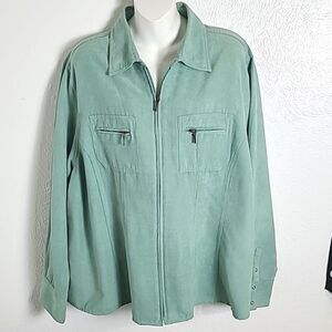 Cato Light Teal Jacket, Zipper Down the Center with Zipper Pockets, Size 18/20W